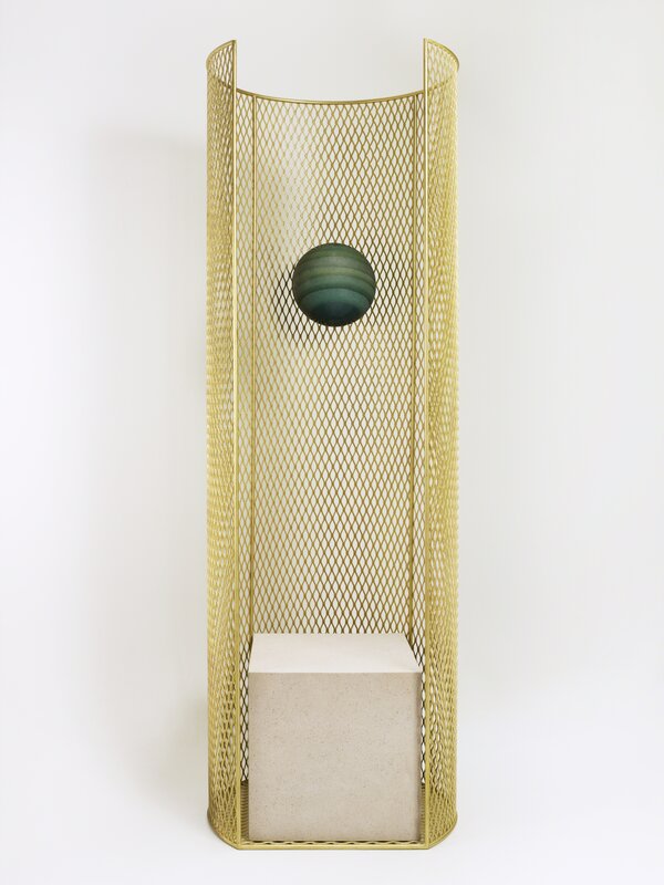 Faye Toogood, ‘'Caged Elements' Chair by Faye Toogood’, 2013, Design/Decorative Art, Brass-plated steel, English Hopton White stone, foam sphere, Galerie BSL