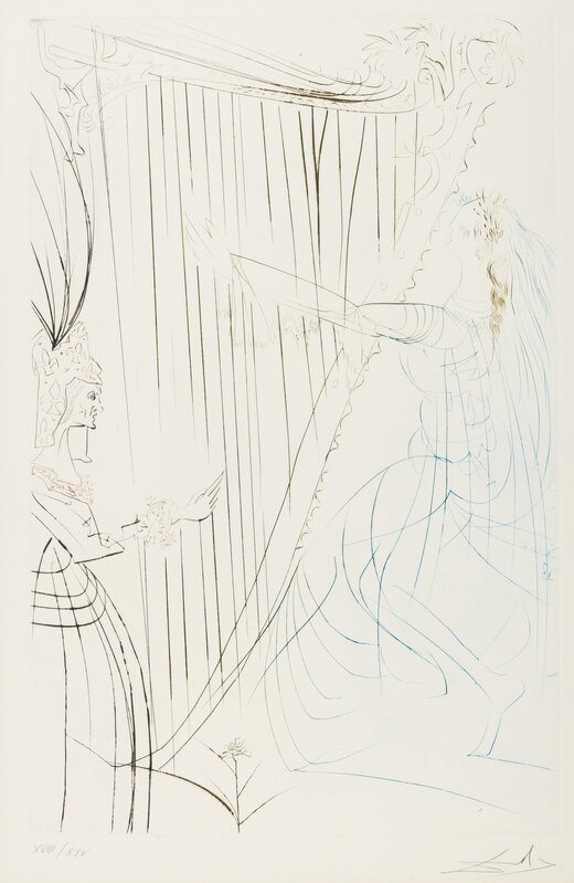 Salvador Dalí, ‘La Reine Iseult et sa Fille (from Tristan et Iseult) (M&L 409b; Field 70-10-D)’, 1970, Print, Etching printed in colours, Forum Auctions