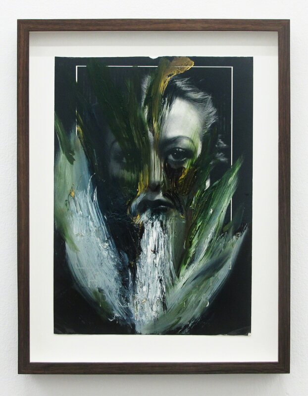 Bo Christian Larsson, ‘Witchmask (1)’, 2018, Drawing, Collage or other Work on Paper, Oil on print (framed in wenge wood frame with true colour glass), V1 Gallery