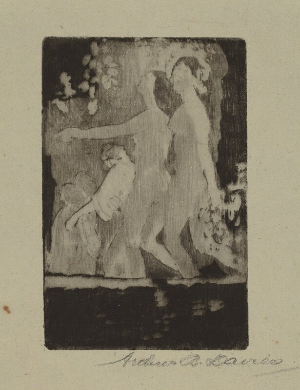 Arthur Bowen Davies, ‘Nocturne’, 1918-1919, Print, Softground etching in black on green wove paper, National Gallery of Art, Washington, D.C.