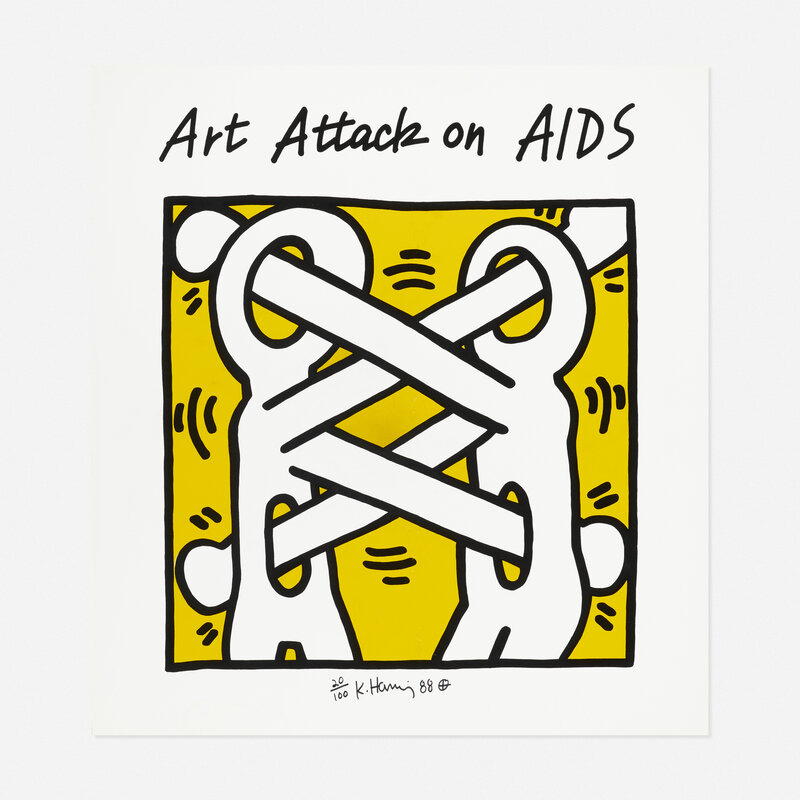 Keith Haring, ‘Art Attack on Aids’, 1988, Print, Offset lithograph in colors, Rago/Wright/LAMA