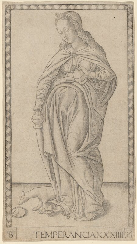 Master of the E-Series Tarocchi, ‘Temperancia (Temperance)’, ca. 1465, Print, Engraving, National Gallery of Art, Washington, D.C.