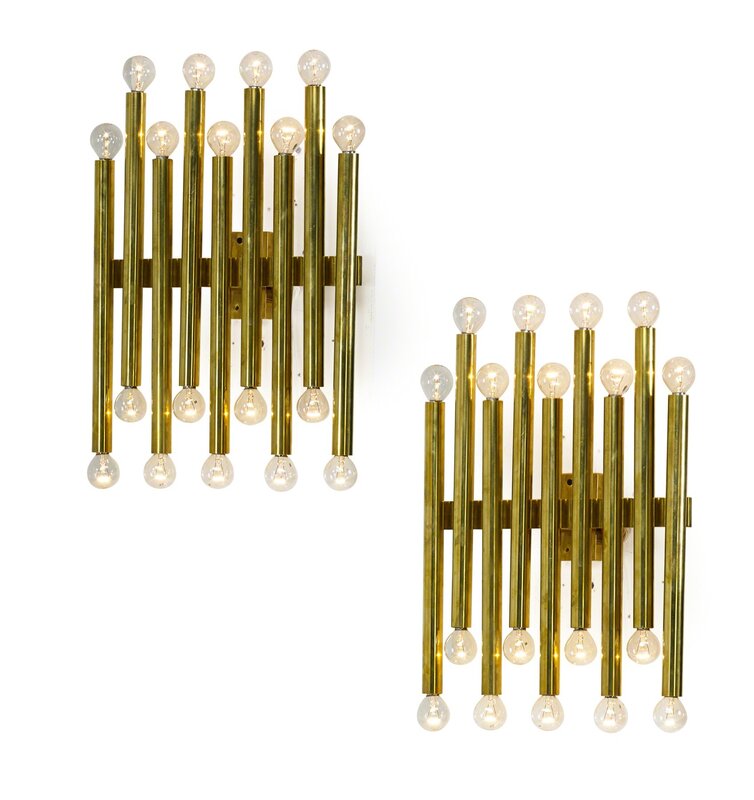 Attributed to Giò Ponti, ‘Pair Of Gio Ponti (Attr.) Sconces’, 1960s, Design/Decorative Art, Brass, 18 sockets each, Italy, Rago/Wright/LAMA/Toomey & Co.