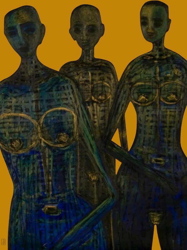 Evelyne Huet, ‘The Three Graces’, 2015, Mixed Media, Acrylics and Digital, Glossy archival photographic pigment print with 1/8" Clear Plexiglas, White Sintra Backer, Aluminium Brace, SHIM Art Network