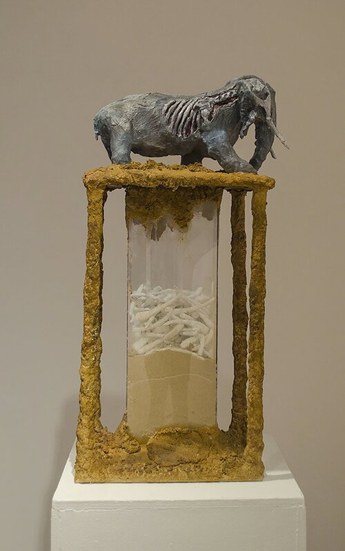 Emily Tucci, ‘Elephant Trophy’, Sculpture, Wood, sand clay, plexiglass, acrylic and sand, Zenith Gallery