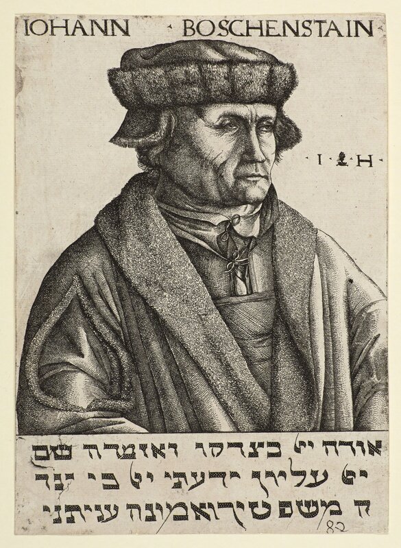 Hieronymus Hopfer, ‘Portrait of Johann Boschenstain’, 1530, Print, Iron etching, Emanuel von Baeyer