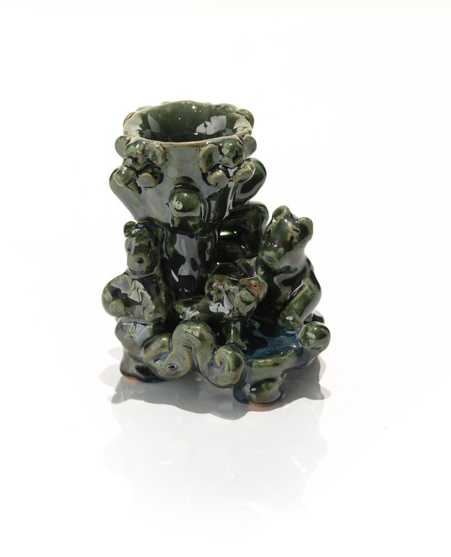 Jeffry Mitchell, ‘Green Candleholder with Bears’, 2020, Sculpture, Glazed ceramic, Mark Moore Fine Art