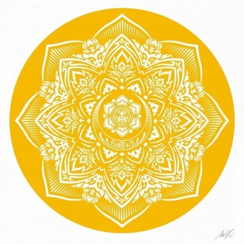 Shepard Fairey, ‘Yellow Mandala’, 2018, Print, Screen-print on 100% cotton white paper with deckled edges, Artsy x Capsule Auctions