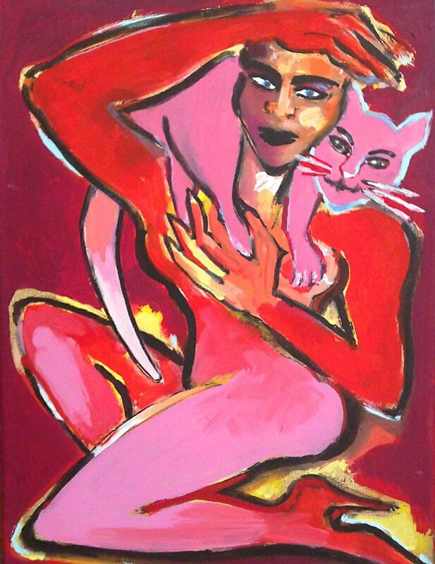 Elvira Bach, ‘Pinky Cat’, Painting, Acrylic on canvas, Anna Laudel