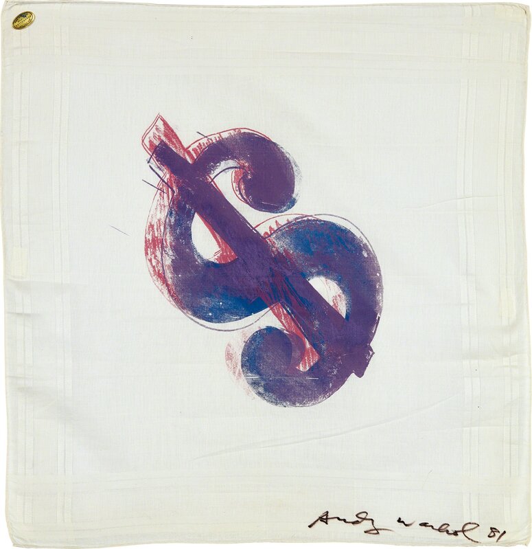 Andy Warhol, ‘$’, 1981, Print, Screenprint on handkerchief, Phillips