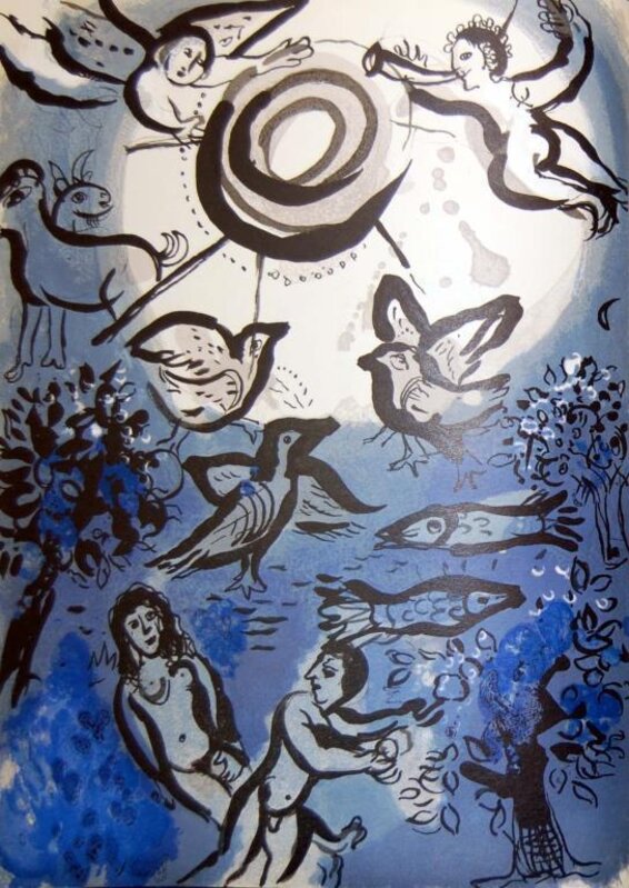 Marc Chagall, ‘Adam Et Eve Et Le Fruit Defendu (Adam and Eve and the Defended Fruit)’, 1960, Print, Color lithograph on paper, Baterbys
