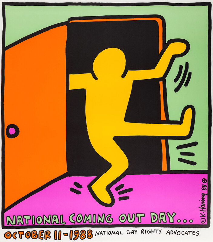 Keith Haring, ‘First National Coming Out Day Poster’, 1988, Print, Poster, Rhodes