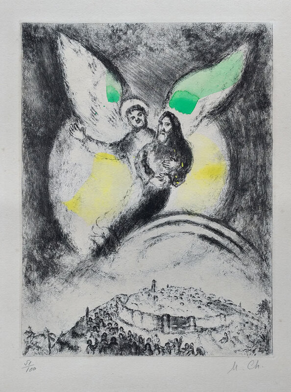 Marc Chagall, ‘L´Eternel Aura Pitié De Jacob’, 1958, Drawing, Collage or other Work on Paper, Aguafuerte intervenido a mano con acuarela sobre papel Arches, Prima Galería