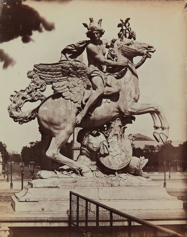 Charles Nègre, ‘Mercure chevauchant Pégase, sculpture d'Antoine Coysevox, place de la Concorde, à Paris’, 1859, Photography, Albumen print, Phillips