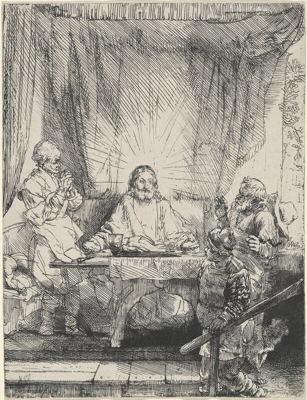 Rembrandt van Rijn, ‘Christ at Emmaus: the Larger Plate’, 1654, Print, Etching, burin, and drypoint, National Gallery of Art, Washington, D.C.