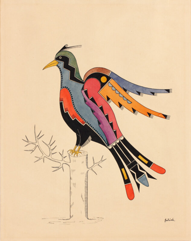 Awa Tsireh (Alfonso Roybal), ‘Bird; San Ildefonso Pueblo, New Mexico’, ca. 1930, Painting, Watercolor and black ink on paper, Newark Museum