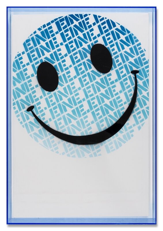 Ben Eine, ‘Smiley Face (Blue)’, 2011, Painting, Spray paint on canvas, Forum Auctions