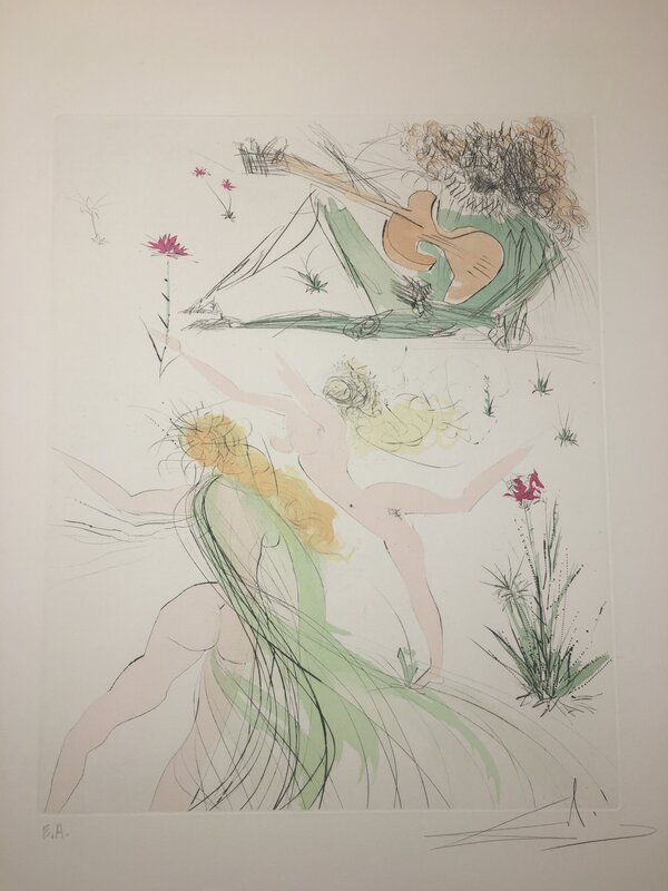 Salvador Dalí, ‘La Joie de vivre’, 1971, Drawing, Collage or other Work on Paper, Original engraving + color, Dali Paris