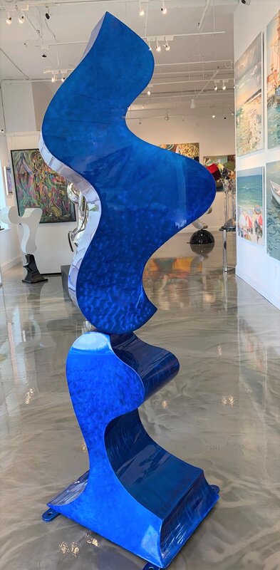 Steve Zaluski, ‘Blue Waves 4’, 2019, Sculpture, Painted Aluminum, Onessimo Fine Art