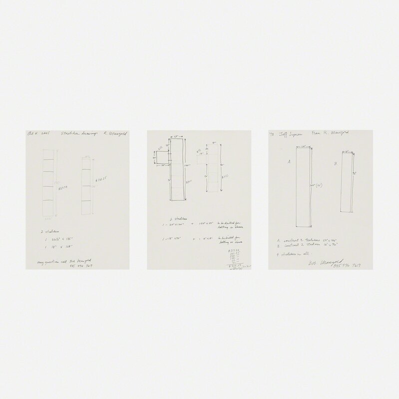 Robert Mangold (b. 1937), ‘sketches for shaped canvases (three works)’, 2005, Drawing, Collage or other Work on Paper, Ink and graphite on paper, Rago/Wright/LAMA/Toomey & Co.