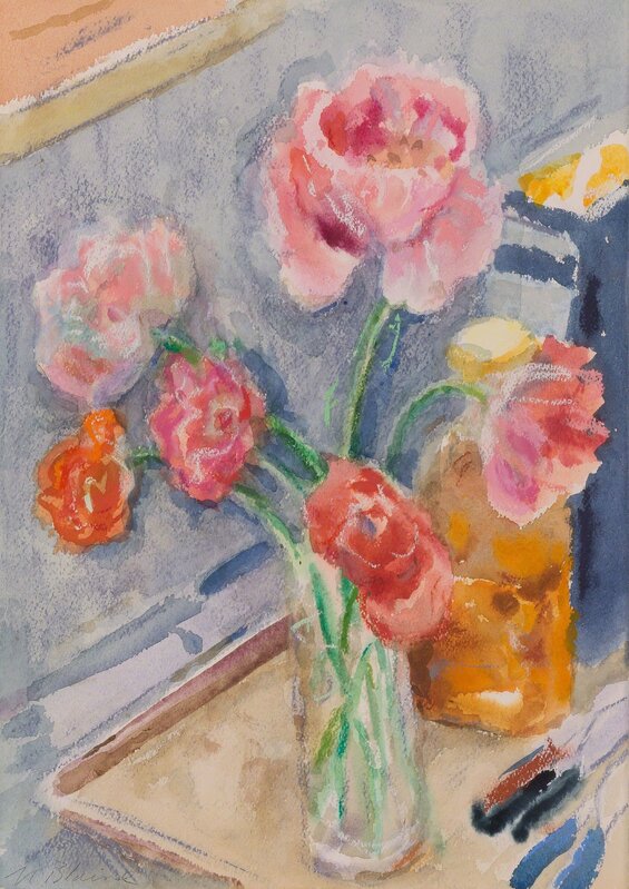 Nell Blaine, ‘Four Artworks: Pink Poppies; Pink Poppies, II; Shirley Poppies; Fruit and Vegetables, II’, Drawing, Collage or other Work on Paper, Doyle