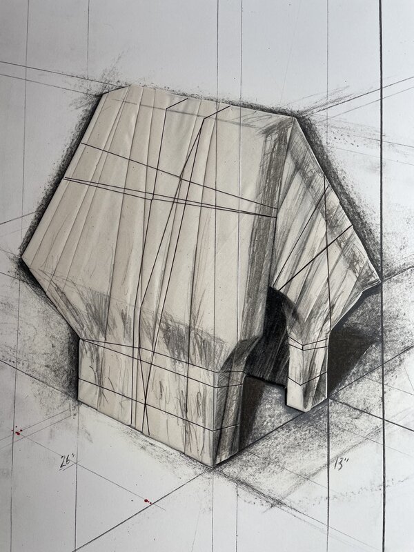 Christo, ‘Wrapped Snoopy House - Collage 크리스토 ’, 2004, Drawing, Collage or other Work on Paper, Lithograph, Collage, Cloth, Frank Fluegel Gallery