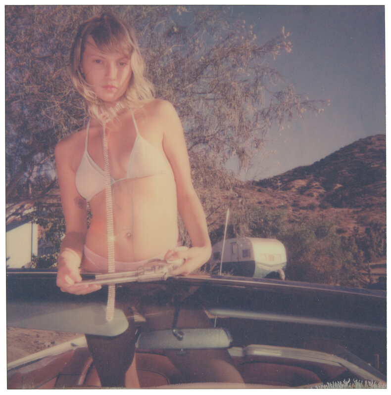 Stefanie Schneider, ‘Nastasia with Gun (High Desert)’, 2019, Photography, Digital C-Print based on a Polaroid, not mounted, Instantdreams