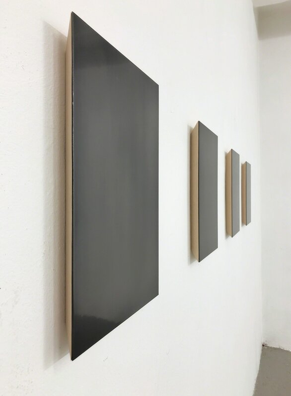 Matthew Allen, ‘Field Drawing ( MA190202 / MA190203)’, 2019, Drawing, Collage or other Work on Paper, Polished graphite, paper, aluminium, pine, The Flat - Massimo Carasi