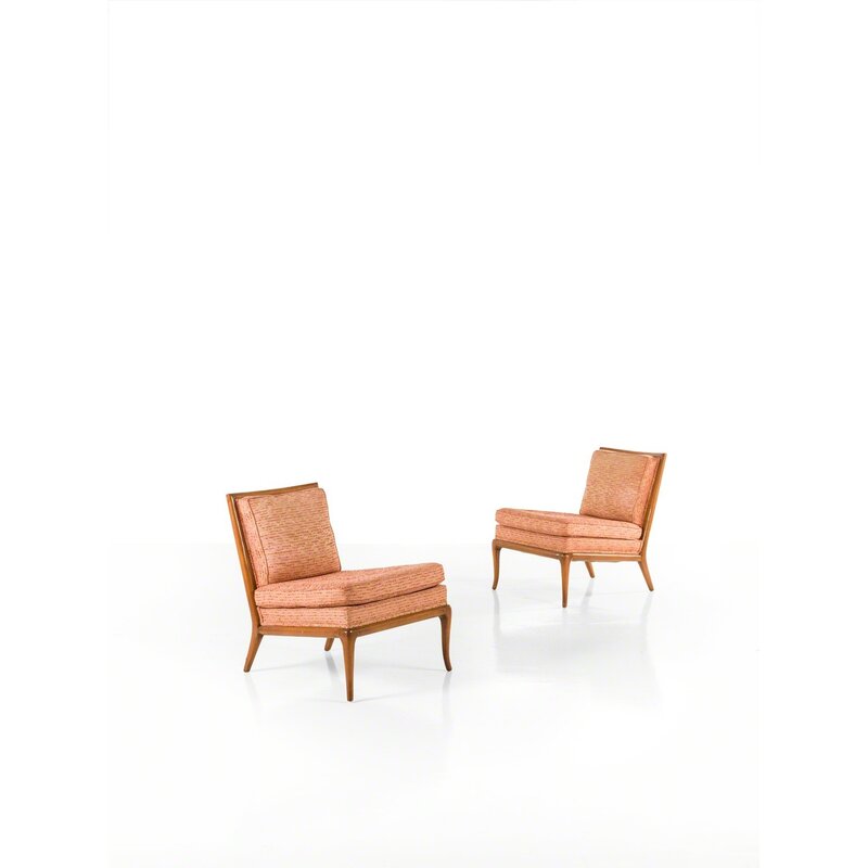Terence Harold Robsjohn-Gibbings, ‘Pair of fireside chairs’, 1950, Design/Decorative Art, Noyer et textile, PIASA