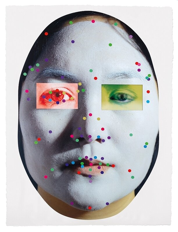 Tony Oursler, ‘Recognition (image 5-1.3)’, 2020, Print, Digital pigment print on Hahnemühle Photo Rag paper 500 gsm with handmade collage elements and printing techniques (high-gloss silkscreen, two-phase flip lenticular), Schellmann Art
