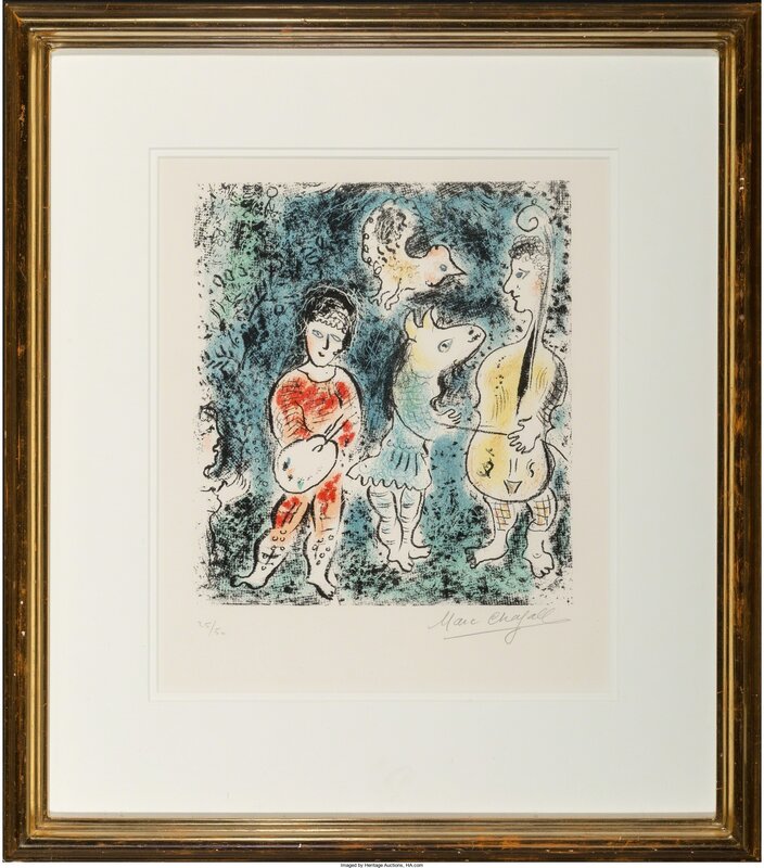 Marc Chagall, ‘Les artistes’, 1977, Print, Lithograph in colors on Arches paper, Heritage Auctions
