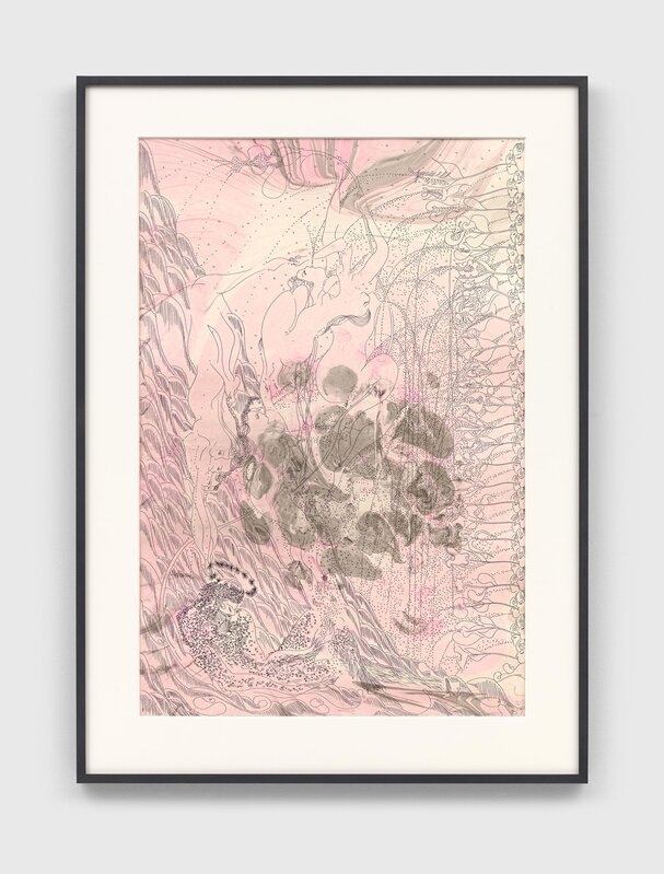 Chris Ofili, ‘Pink Afternoon’, 2021, Print, Etching on Suminagashi painting, Two Palms