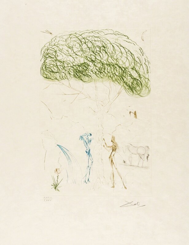 Salvador Dalí, ‘Sous le Pin Parasol (Field 70-10I; M&L 414a)’, 1970, Print, Etching printed in colours, Forum Auctions