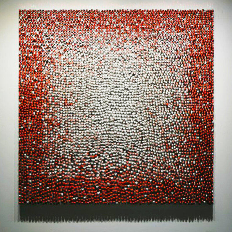 Yong R. Kwon, ‘Square-Red In Light’, 2017, Mixed Media, Stainless Steele on Canvas, Donghwa Ode Gallery