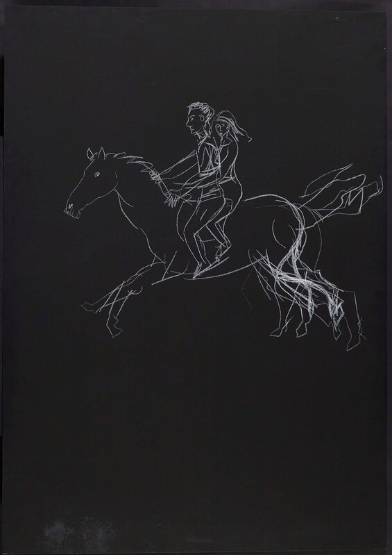 Stephan Balkenhol, ‘Untitled’, 1994, Painting, Wax crayon on wood, painted black, Van Ham