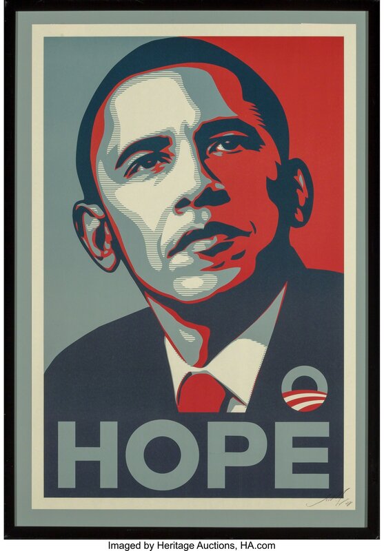 Shepard Fairey, ‘Hope’, 2008, Print, Screenprint in colors on paper, Heritage Auctions