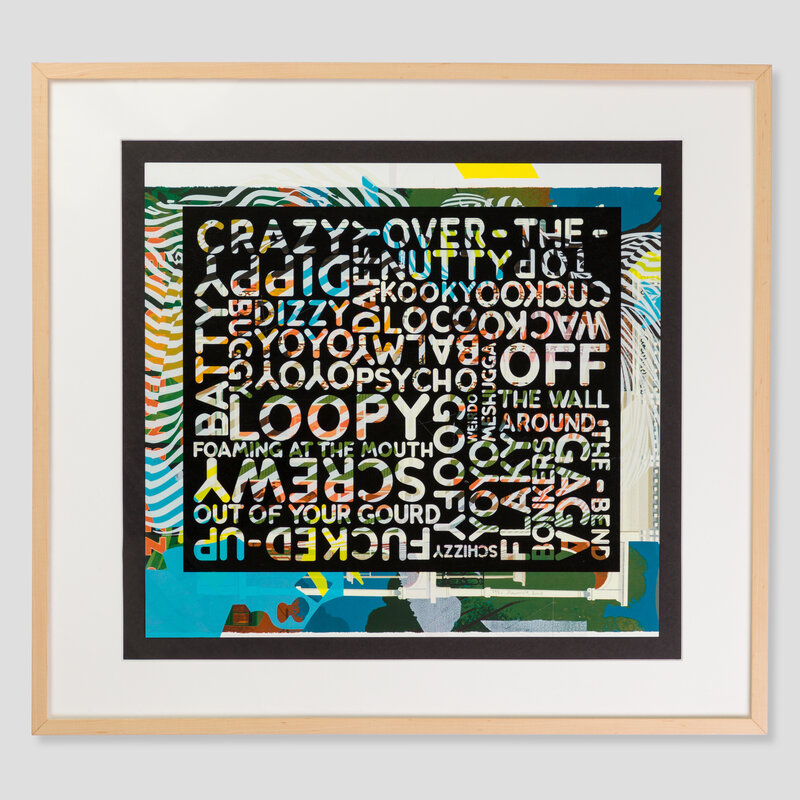 Mel Bochner, ‘Crazy (with background noise)’, 2018, Print, Color serigraph with black gloss ink, Artsy x Forum Auctions