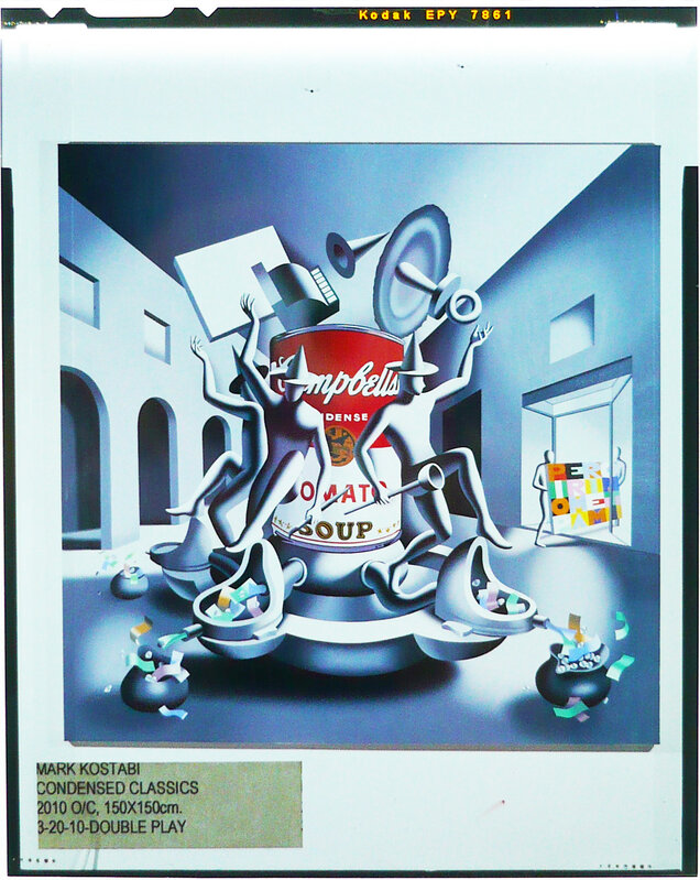 Mark Kostabi, ‘Lot of 20 artworks on negative photographic film’, 2009-2012, Ephemera or Merchandise, Original photographic negative on color film, La Maison de la Petite Sara