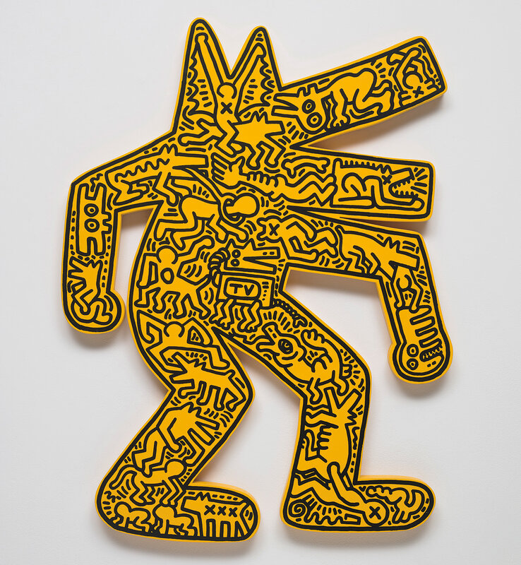 Keith Haring, ‘Dog’, 1986, Print, Plywood painted in yellow enamel with screenprint in black., Phillips