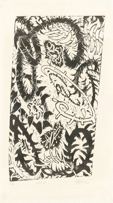 Huang Zhiyang 黄致阳, ‘Morphological Ecology 002 形象生态002’, 1987, Print, Woodcut print 木版画, Ink Studio