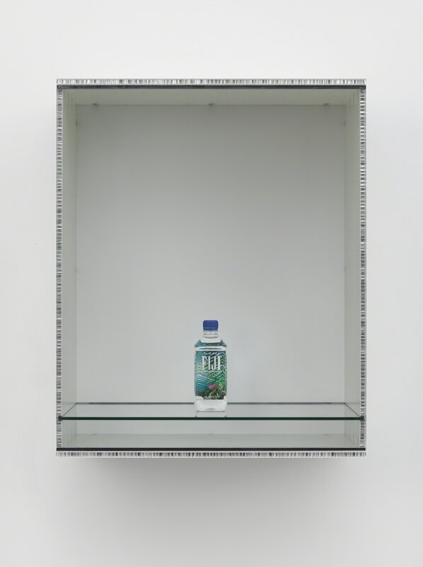 Haim Steinbach, ‘Untitled (Fiji)’, 2013, Sculpture, Fibreglass-faced honeycomb boards, plastic laminate and glass box; plastic water bottle, White Cube