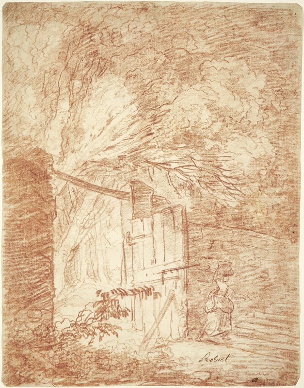 Hubert Robert, ‘The Garden Gate’, 1760/1765, Drawing, Collage or other Work on Paper, Red chalk on laid paper, National Gallery of Art, Washington, D.C.