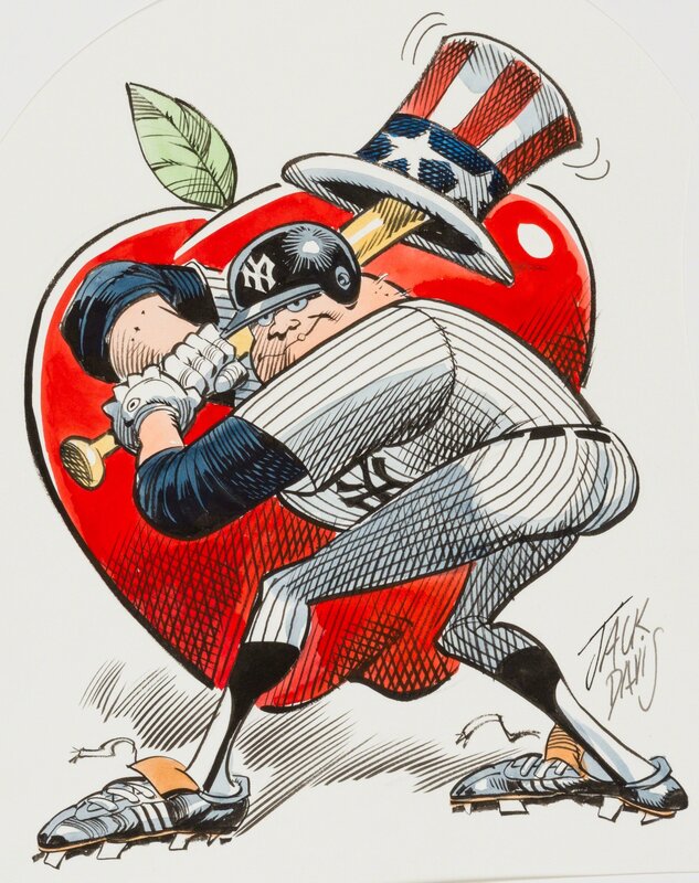 Jack Davis, ‘New York Yankees Baseball Illustration; Original Art’, 1990, Drawing, Collage or other Work on Paper, Pencil, Ink, and Watercolor on Board, The Illustrated Gallery