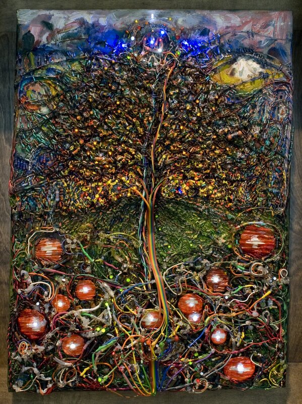 Kelly Heaton, ‘The Tree of Life & Death (Loberg)’, 2005-2010, Painting, Electronics and oil on canvas, Ronald Feldman Gallery