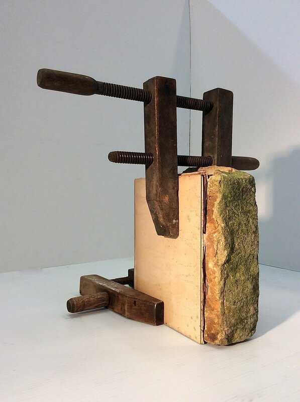 Glenn Carter, ‘20th Century Book Form’, 2017, Sculpture, Wood clamps, stone, glass and papers, Dama Gallery