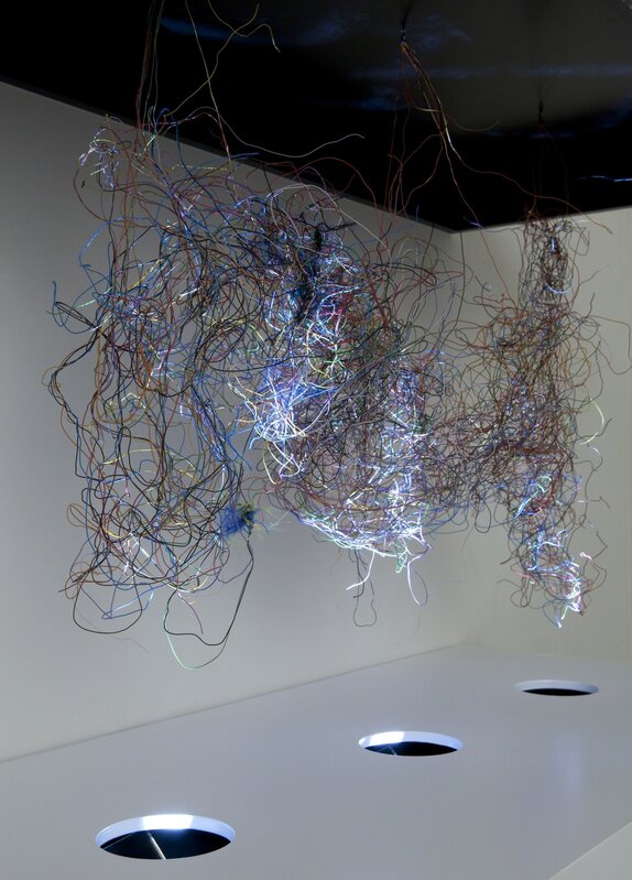 Daniel Canogar, ‘Hipocampo 2’, 2010, Sculpture, Discarded telephone cables, wood, 3 projectors, multimedia hard disk, fans, bitforms gallery