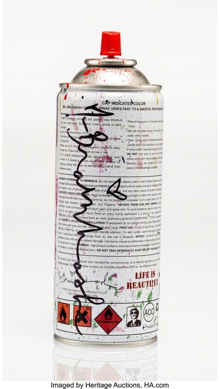 Mr. Brainwash, ‘Spray Can (Red)’, 2013, Print, Screenprint with handcoloring on iron spray can, Heritage Auctions