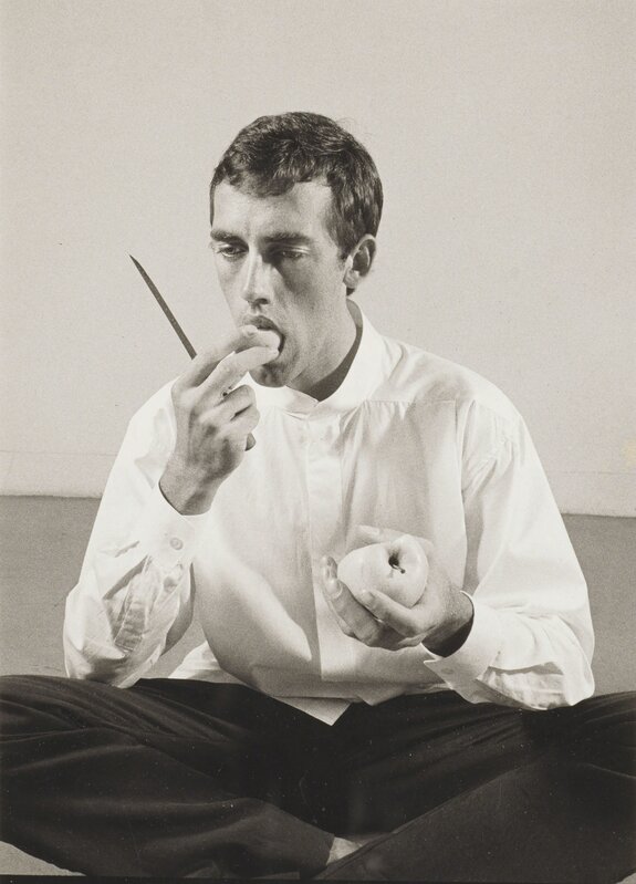 Peter Hujar, ‘Forbidden Fruit' (David Wojnarowicz Eating an Apple in an Issey Miyake shirt) from The Twelve Perfect Christmas Gifts from Dianne B.’, 1983, Photography, Gelatin silver print, Christie's