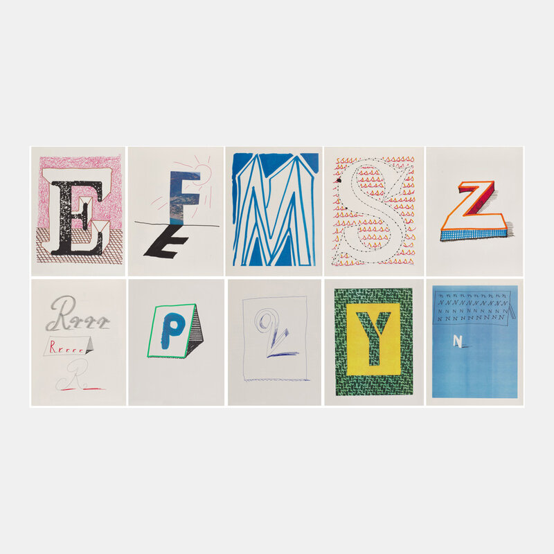 David Hockney, ‘Hockney's Alphabet’, 1991, Print, Set of 26 lithographs in colours printed on Exhibition Fine Art Cartridge paper, bound (as issued) in quarter vellum with handmade Fabriano Roma paper boards, Lougher Contemporary