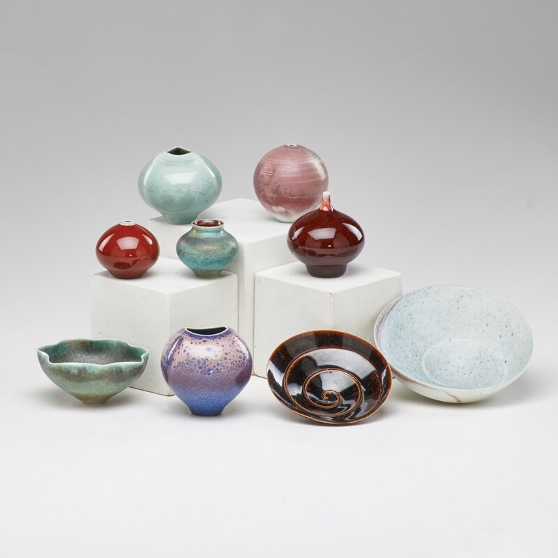 Mark Bell, ‘Nine cabinet vessels in various glazes: six vases and three bowls’, Design/Decorative Art, Glazed porcelain, Rago/Wright/LAMA/Toomey & Co.